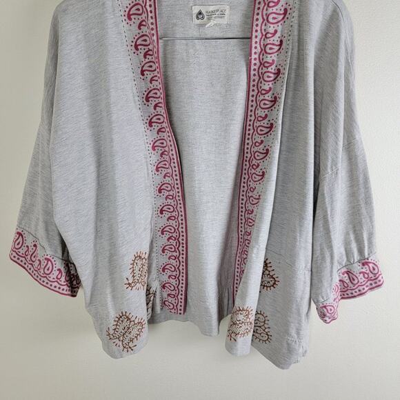 Marketplace Handwork of India Womens Embroidered Kimono Cardigan size 2X Cotton - Picture 5 of 11